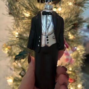 Groom Suit Glass Ornament